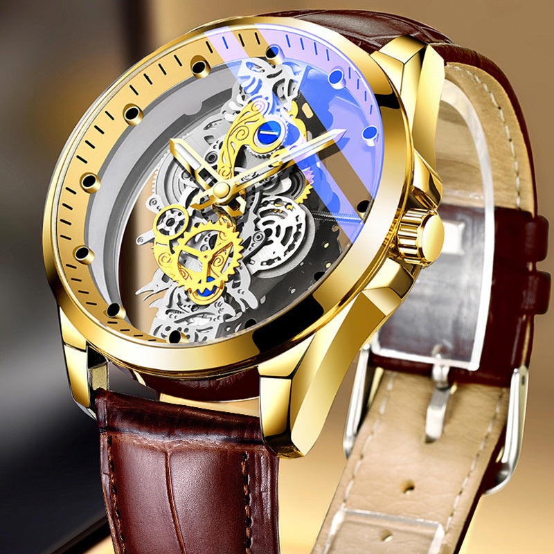 Men’s Skeleton-Style Waterproof Quartz Watch