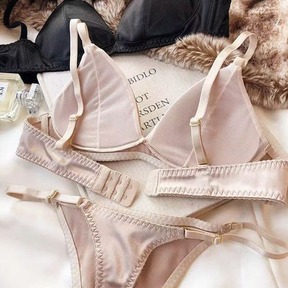Women’s Leopard Print Seamless Satin Bra Set