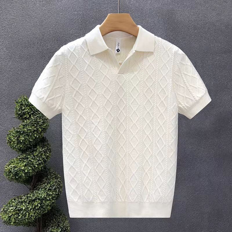 Men’s Contrast Collar Knitted Polo Shirt