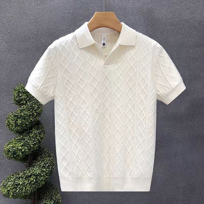 Men’s Contrast Collar Knitted Polo Shirt