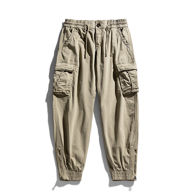 Men’s Japanese-Style Washed Cotton Cargo Pants