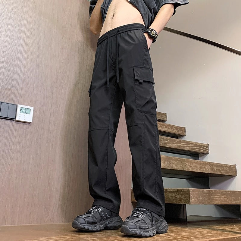 Youth Ice Silk Straight-Leg Cargo Pants