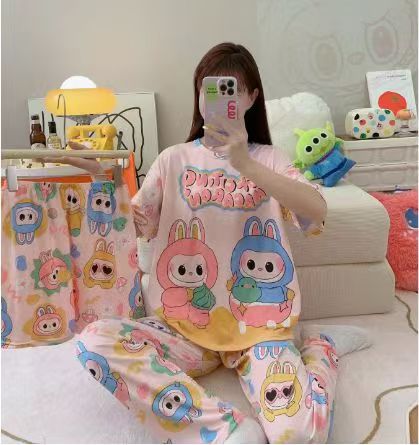 Women’s Double-Sided Milk Silk Cartoon Pajama Set (3-Piece)