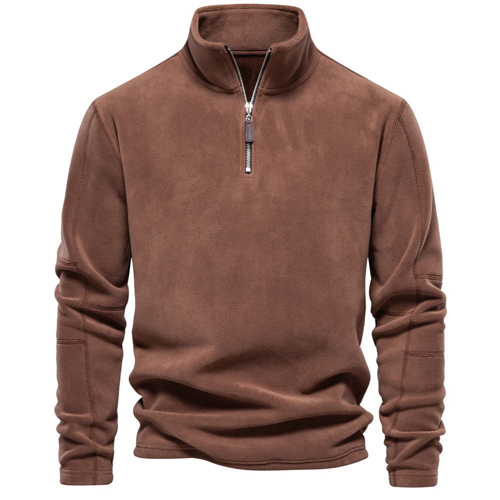 Men’s Half-Zip Fleece Stand Collar Sweatshirt