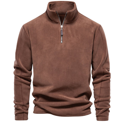 Men’s Half-Zip Fleece Stand Collar Sweatshirt