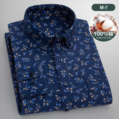 Men’s Cotton Floral Print Long Sleeve Shirt