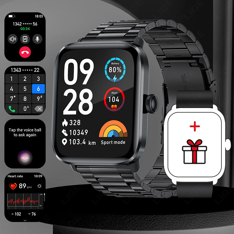 Men’s Multifunctional Square Smartwatch with Bluetooth