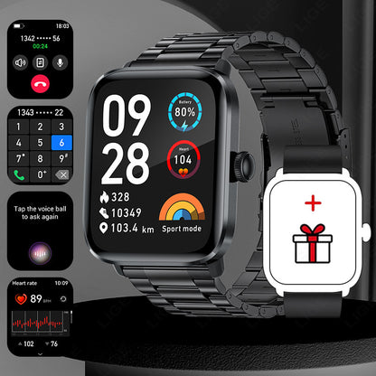Men’s Multifunctional Square Smartwatch with Bluetooth