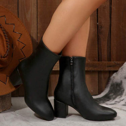 Women’s Plus Size Square-Toe High Heel Ankle Boots