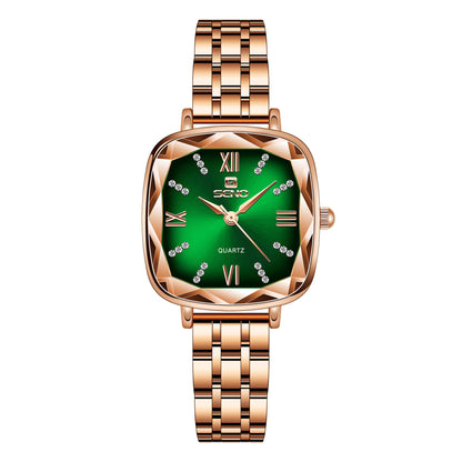 Women’s Square Dial Steel Band Quartz Watch