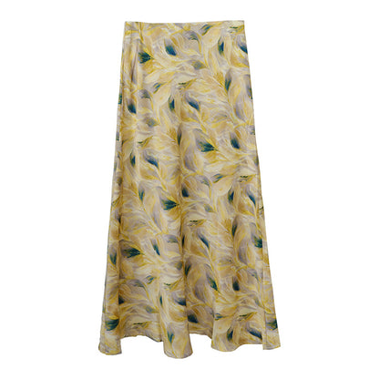 Women’s Acetate Satin Green Midi Mermaid Skirt