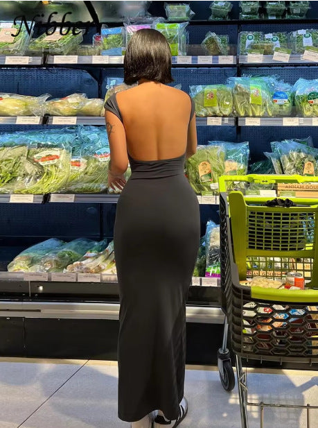 Women’s Stretch Short Sleeve Bodycon Maxi Dress