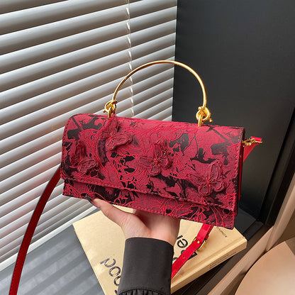 Women’s Butterfly Embroidered Crossbody Square Bag