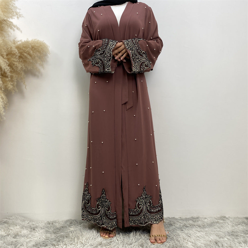 Women’s Embroidered Beaded Long Cardigan Robe