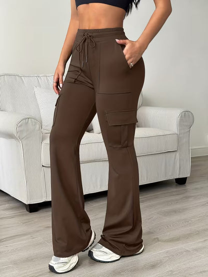 Women’s High-Waisted Drawstring Wide-Leg Work Pants