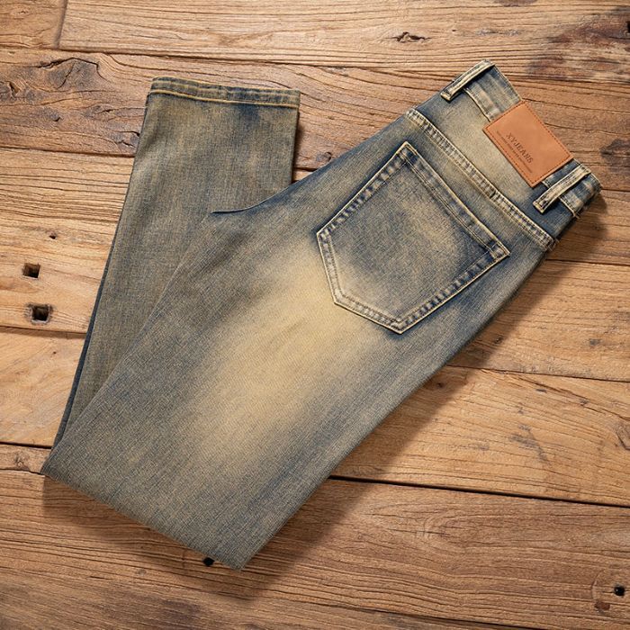 Men’s 2026 Slim Straight-Leg Vintage Blue Jeans