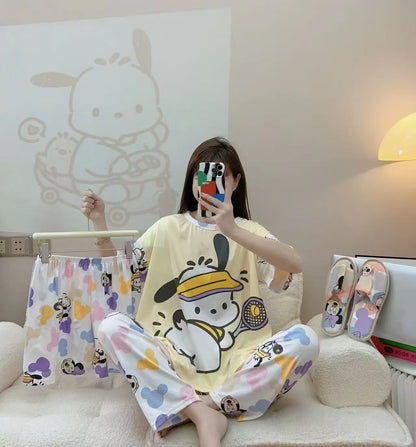 Women’s Double-Sided Milk Silk Cartoon Pajama Set (3-Piece)