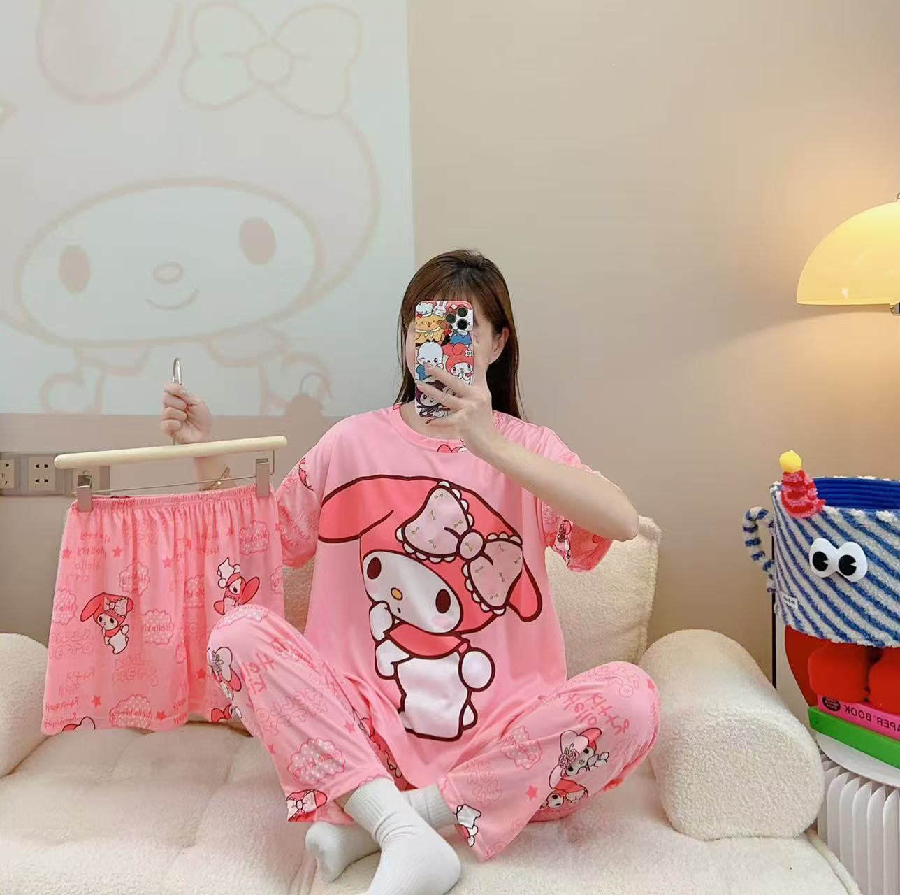 Women’s Double-Sided Milk Silk Cartoon Pajama Set (3-Piece)