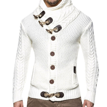 Men’s Slim Fit High Neck Button Cardigan Sweater
