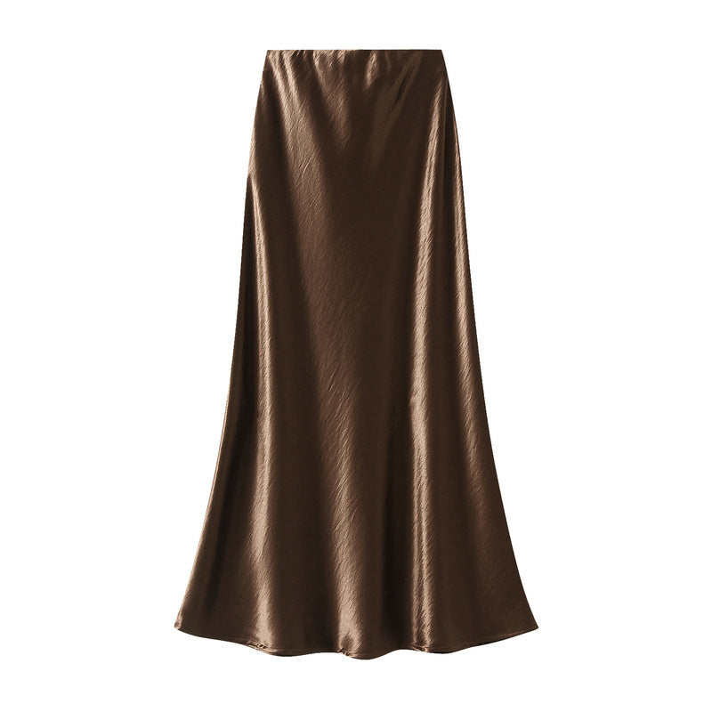 Women’s Pleated Satin Fishtail Maxi Skirt