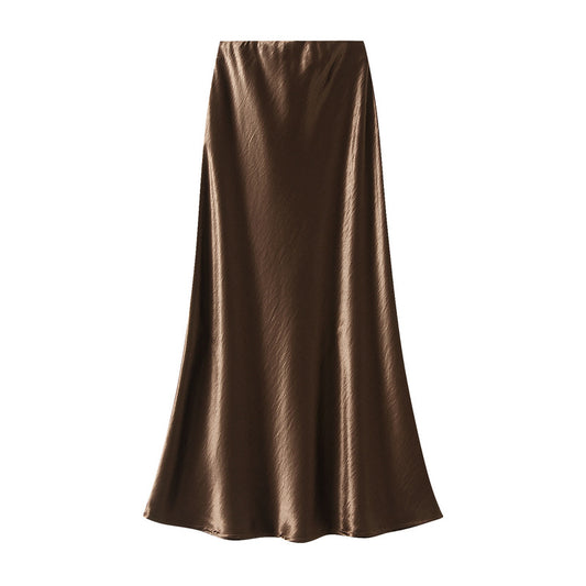 Women’s Pleated Satin Fishtail Maxi Skirt
