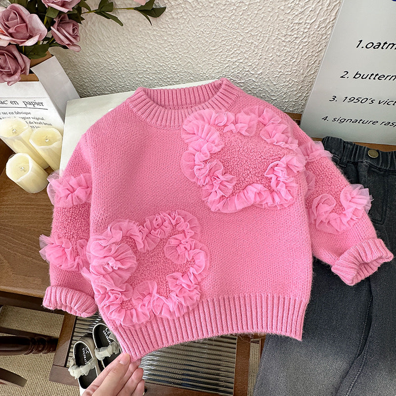 Girls’ Floral Knit Sweater & Jeans Set