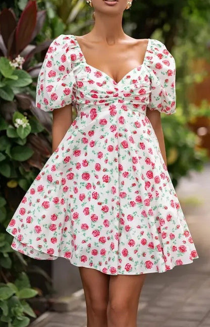 Women’s Summer Puff Sleeve A-Line Mini Dress