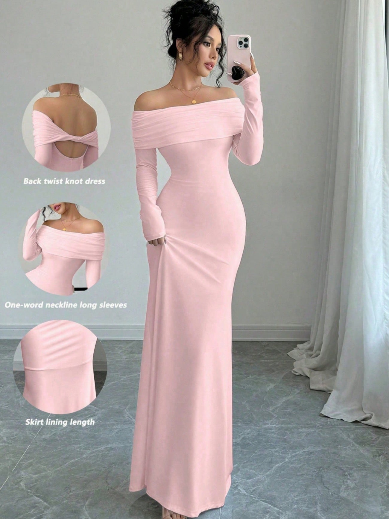 Women’s Off-Shoulder Cross-Back Evening Maxi Dress