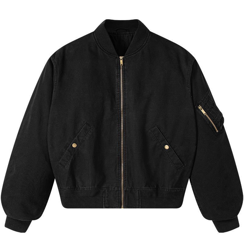 Men’s Loose Drop-Shoulder Lapel Flight Jacket