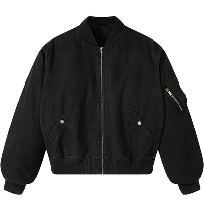 Men’s Loose Drop-Shoulder Lapel Flight Jacket