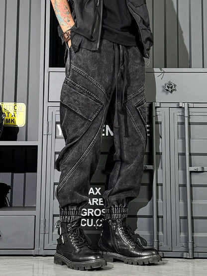 Men’s Vintage Washed Wide-Leg Workwear Jeans