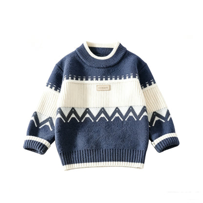 Boys’ Fair Isle Half-Turtleneck Knit Sweater