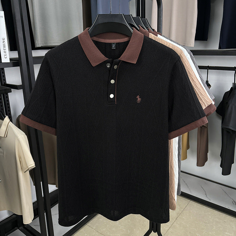 Men’s Jacquard Embroidered Knitted Polo Shirt
