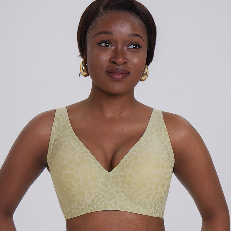 Women’s Leopard Print Seamless Wireless Full Cup Bra