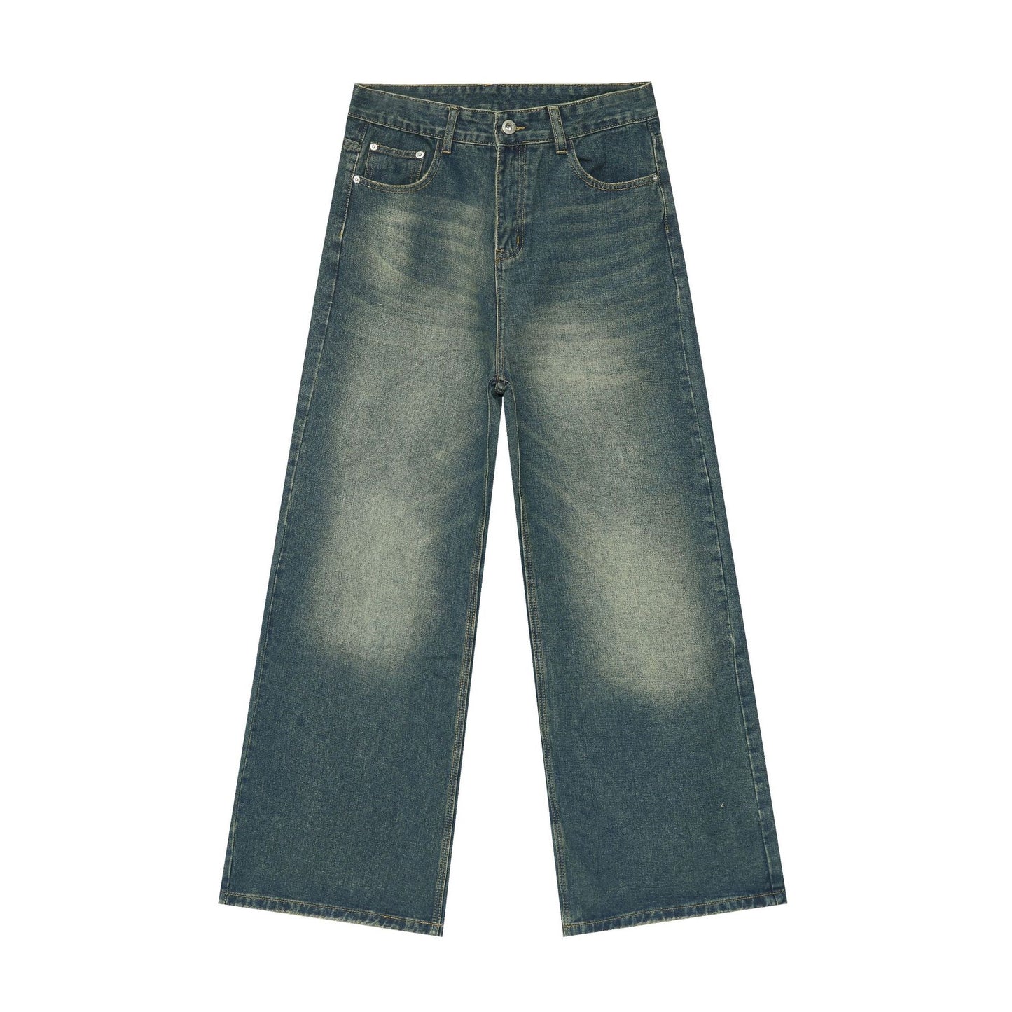 Men’s Washed Loose Straight Wide-Leg Jeans