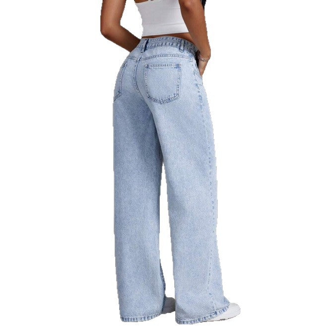 Women’s Loose Straight Wide-Leg Denim Jeans