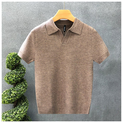 Men’s Contrast Collar Knitted Polo Shirt