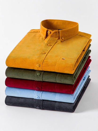 Men’s 100% Cotton Corduroy Long Sleeve Shirt