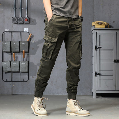 Men’s Japanese-Style Washed Cotton Cargo Pants