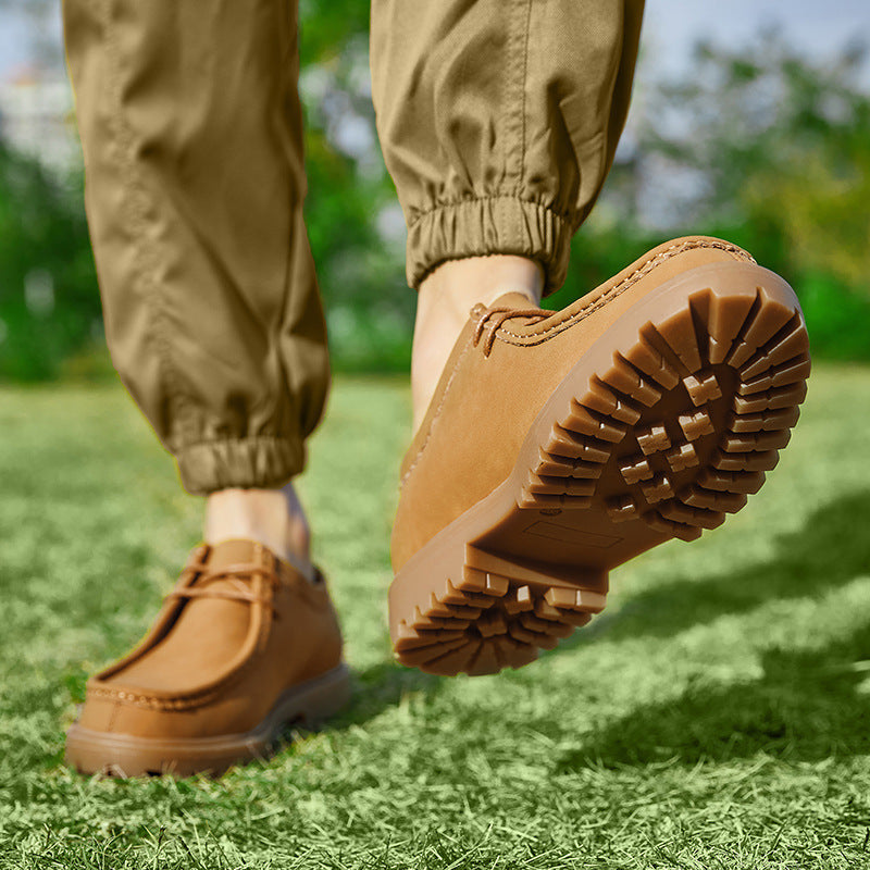 Men’s Japanese-Style Leather Derby Hiking Shoes