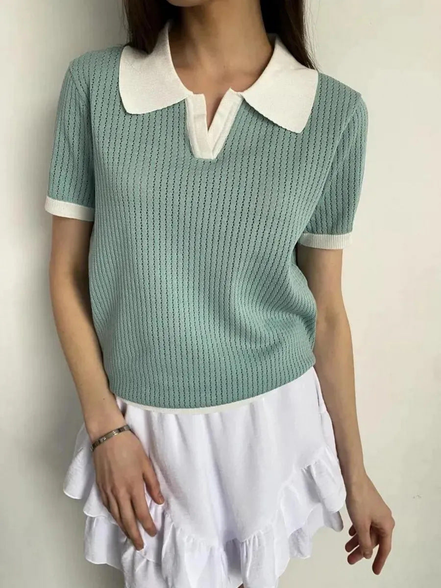 Women’s Summer Knitted Polo Shirt