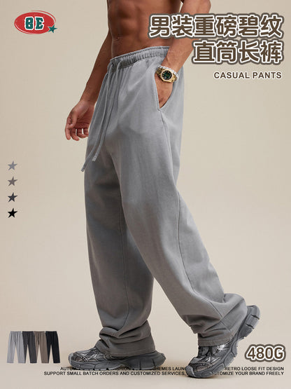 Men’s Heavyweight Cotton Straight-Leg Casual Pants