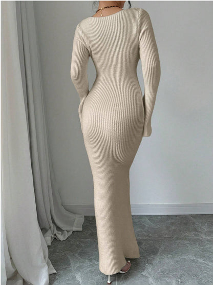 Women’s V-Neck Knit Mermaid Bodycon Dress