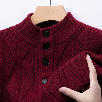 Men’s Jacquard Stand Collar Knit Sweater