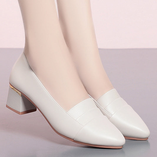 Women’s Soft Leather Block Heel Work Shoes