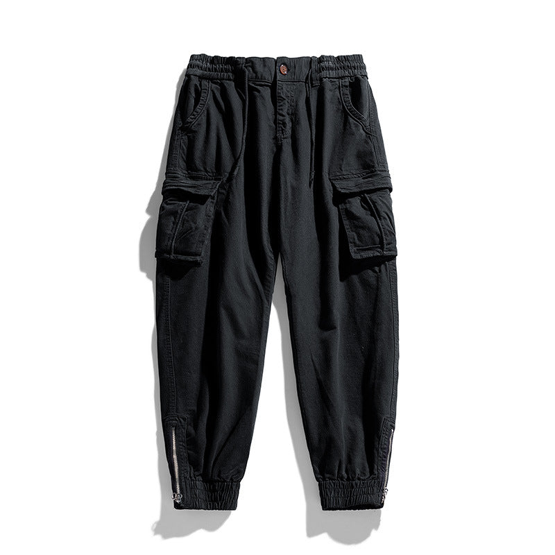 Men’s Japanese-Style Washed Cotton Cargo Pants