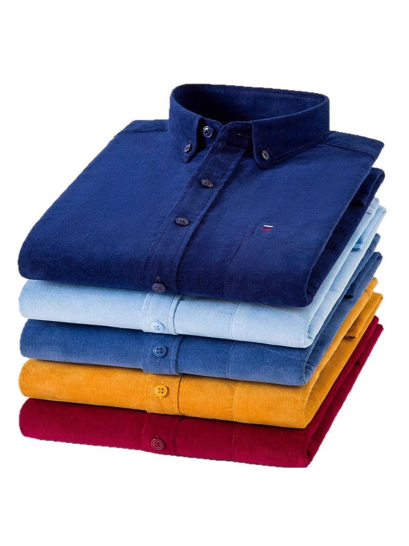 Men’s 100% Cotton Corduroy Long Sleeve Shirt