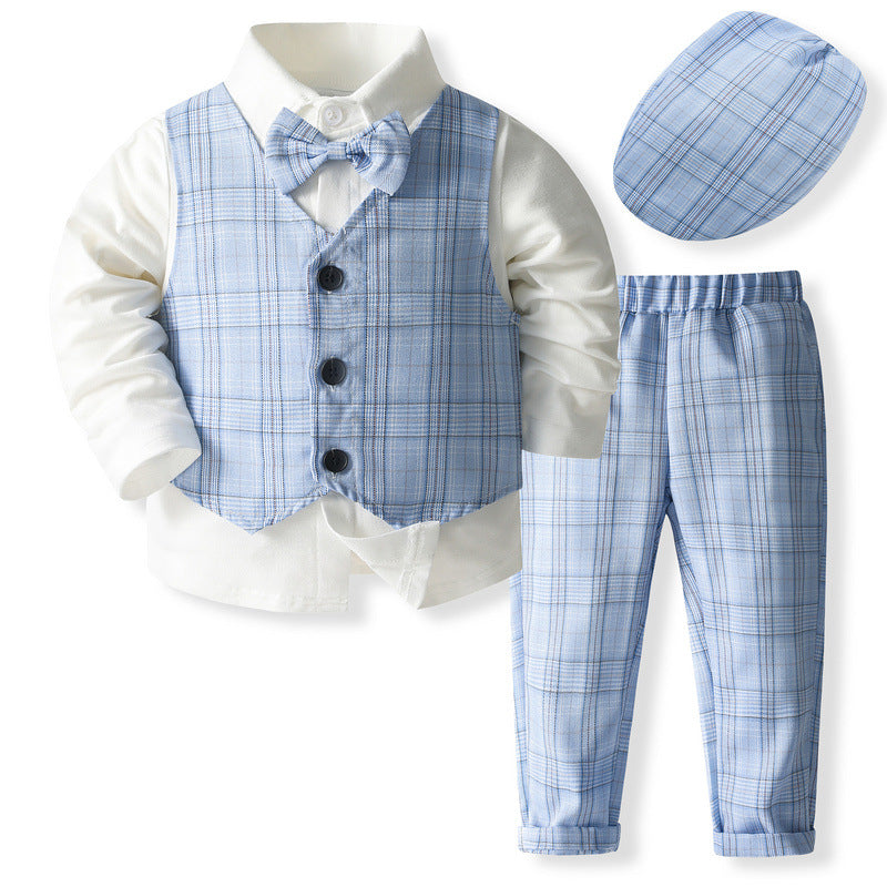 Boys’ Spring & Autumn Shirt Vest Pants Set