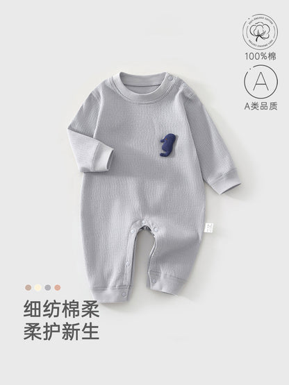 Newborn Cotton Long Sleeve Button Romper