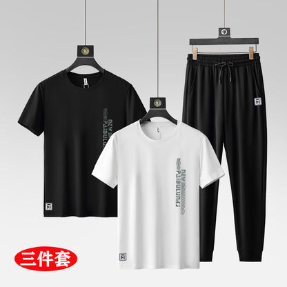Men’s Ice Silk Short Sleeve & Shorts Sports Set